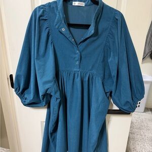 Teal Women's Top with Puff Sleeves